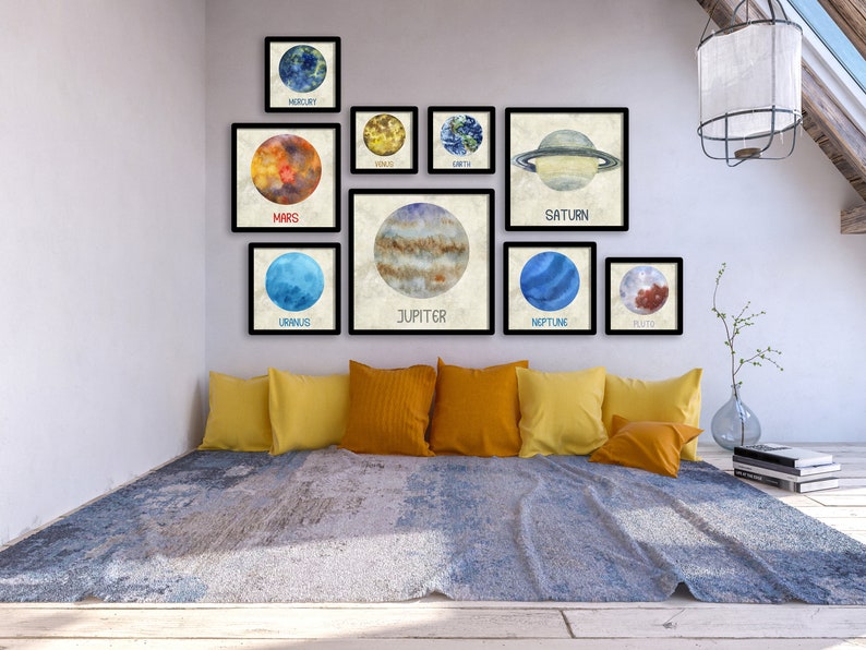 Planets Wall Art Print, Solar System Print, Celestial Wall Prints ...