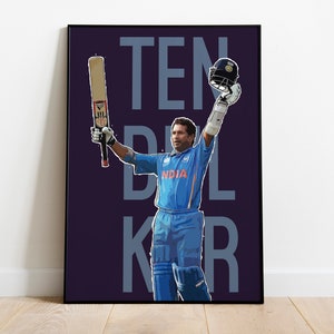 Cartel de Sachin Tendulkar Cricket, decoración deportiva india, regalo para los amantes del cricket, cartel de arte pop, impresión india, jugador de cricket indio