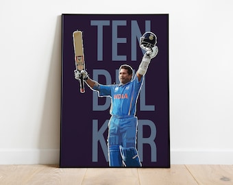 Sachin Tendulkar Cricket poster, Indian sports decor, Gift for cricket lover, Pop art poster, Indian print, Indian Cricket player