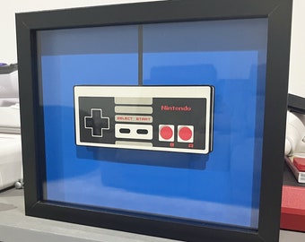Nintendo Controller 3D Shadow Box, Retro Video Game Art (8x10)