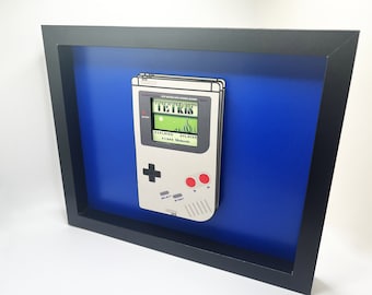 Nintendo Gameboy 3D Shadow Box, Retro Tetris Art