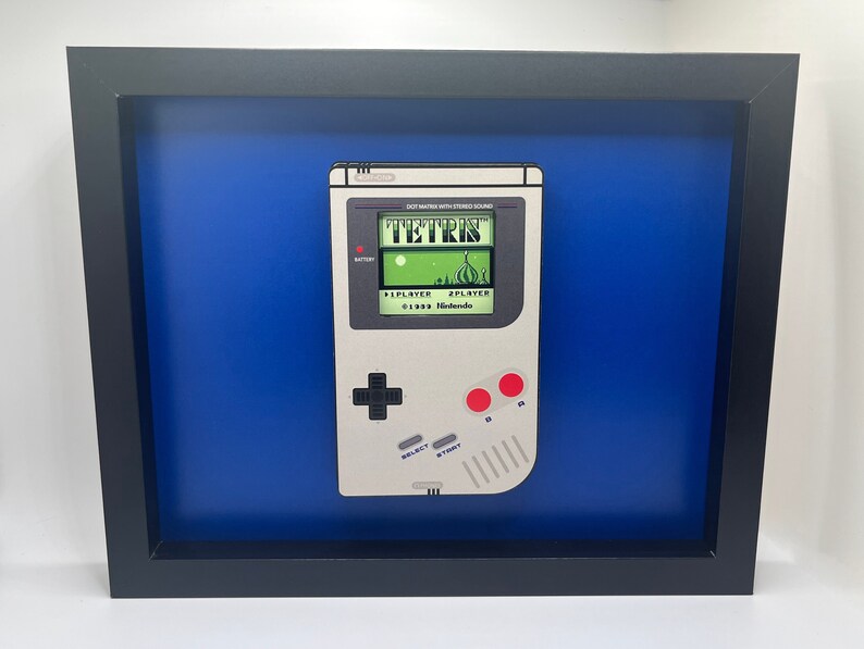 Nintendo Gameboy 3D Shadow Box with Recessed Tetris Game Screenfast