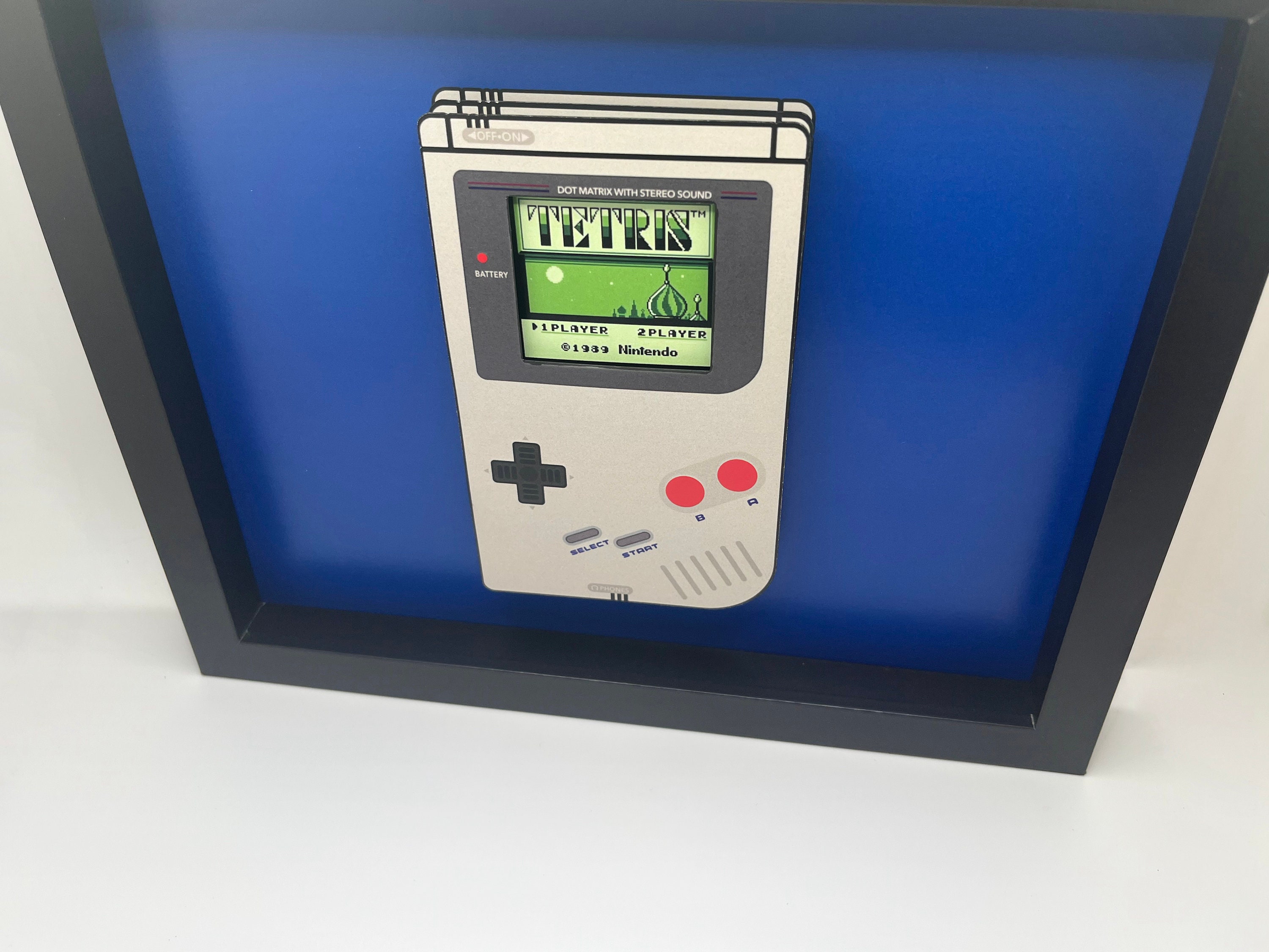 Nintendo Gameboy 3D Shadow Box with Recessed Tetris Game Screenfast