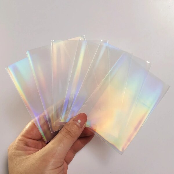 KPOP Photocard Sleeves - Holographic Clear Rainbow - Pack of 50 - PVC/Acid Free - Top Loading - Perfect Fit 57x88mm - *UK Seller*
