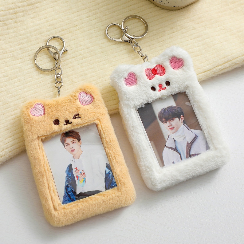 KPOP Plush Photocard Holder/keychain Kawaii Bear and Rabbit Etsy