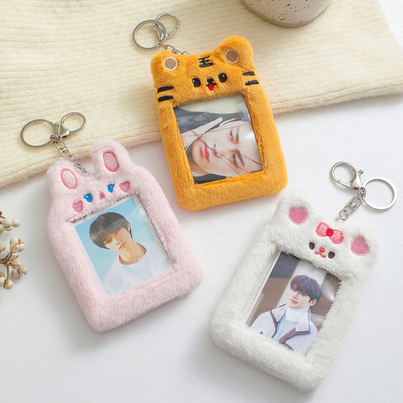 KPOP Plush Photocard Holder/keychain Kawaii Bear and Rabbit Etsy UK