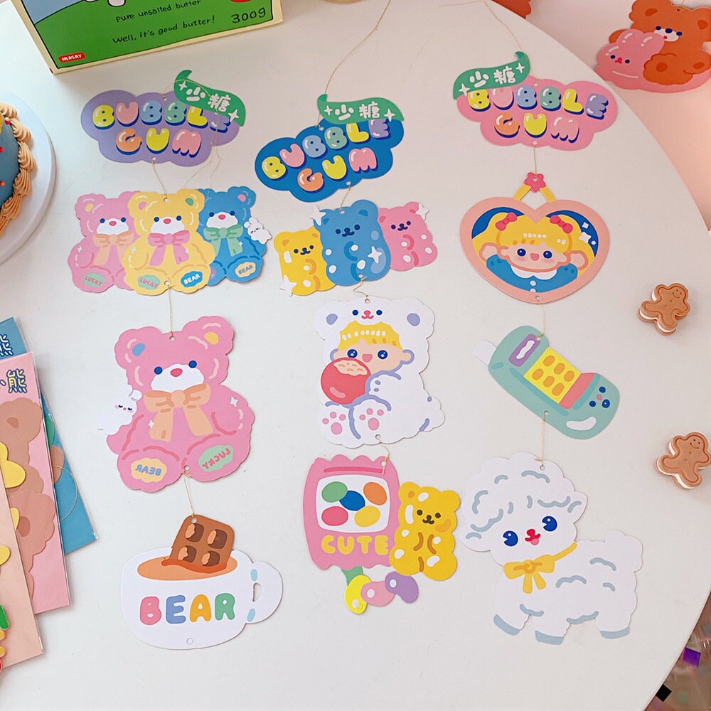 Kawaii DIY Hanging Paper Garland Decorations Milkjoy Banner Party 