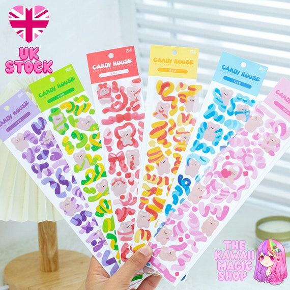 4 Sheets Ribbon Strawberry Korean Deco Stickers Set DIY Colorful