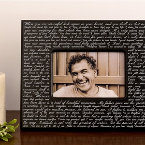 May include: A black picture frame with a white inscription and a photo of a smiling man. The inscription reads, "When you are sorrowful look again in your heart, and you shall see that in truth Taught me about life and how to live it. Very fortunate to have had you in my life. I strive for excellence as a repayment of your sacrifice. You have made the world a better place. Khalil Gibran. Great soul. Not a day goes by when you are not loved and missed. You are forever in our hearts. Loved beyond words, missed beyond measure. Sadly missed, quietly remembered. Margaret Tuman. You continue to inspire..."