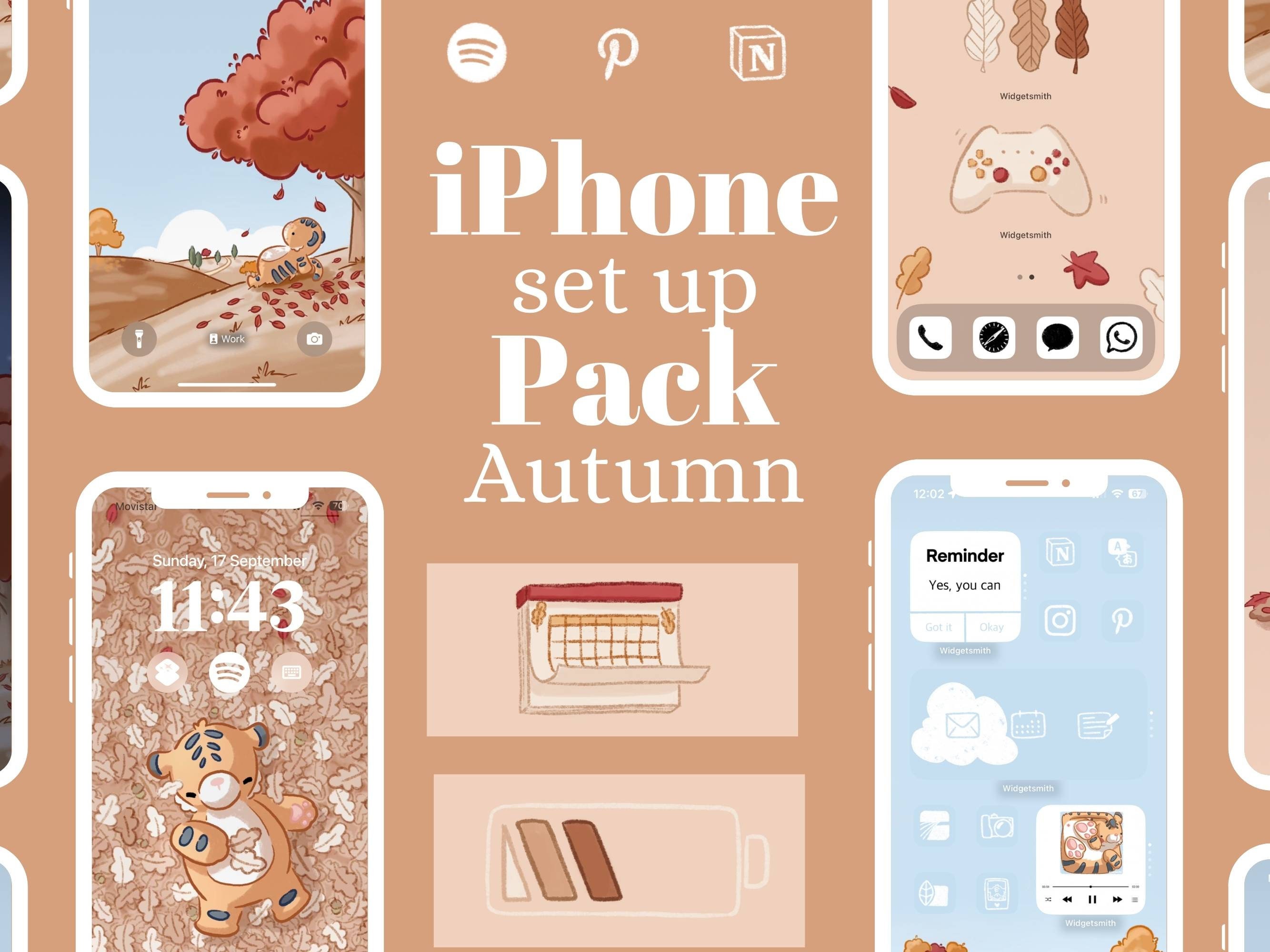 Autumn iPhone Set Up Pack - 10 wallpapers - 150+ widget covers - 500+ icons