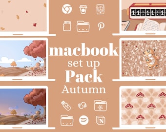 Autumn mac Set Up Pack - 6 wallpapers - 1 dynamic wallpaper - 150+ widget covers - 500+ app icons - 250+ file icons