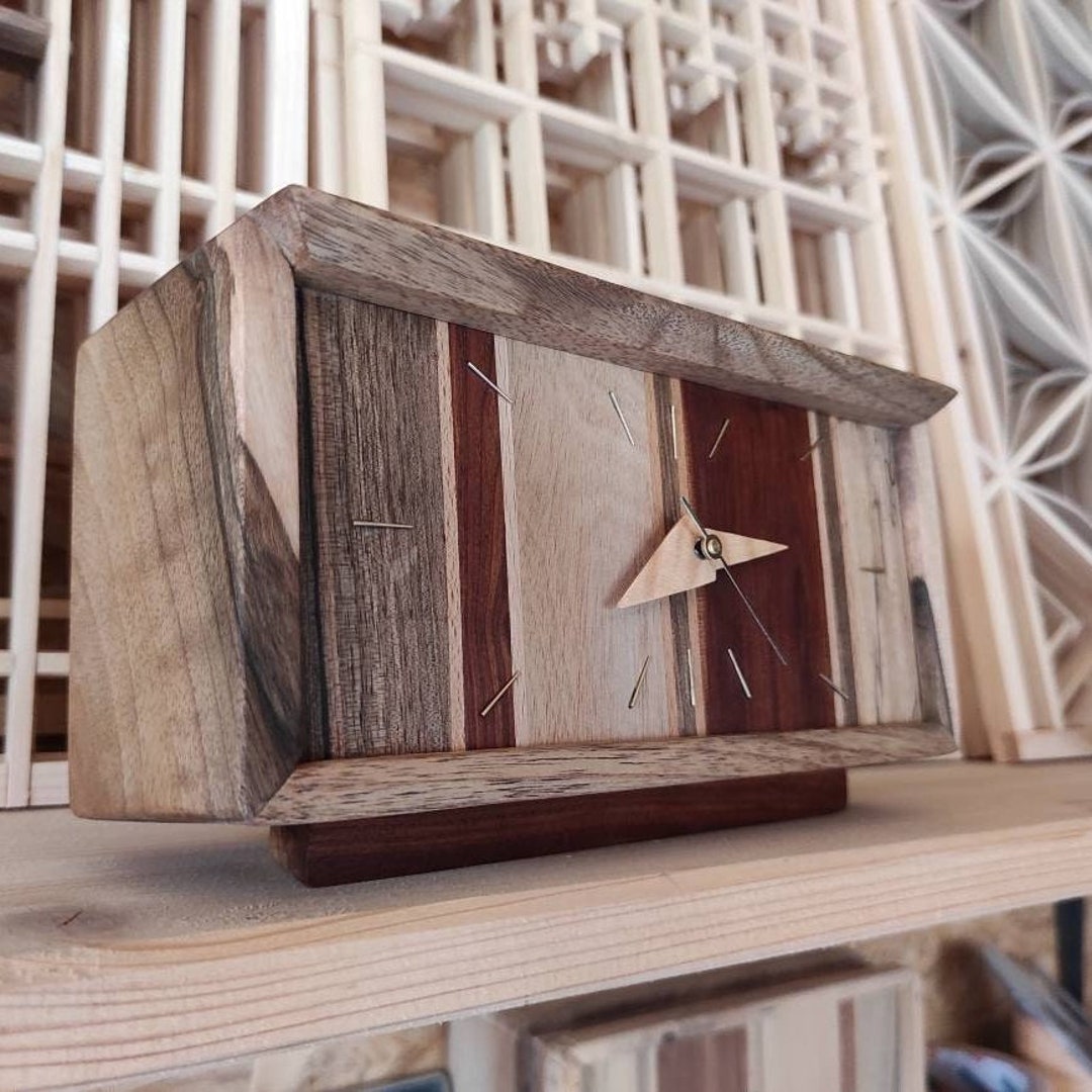 Desk Clock / Mid Century Modern Desk Clock / Handmade Desk Clock / Wooden Desk Clock /unique