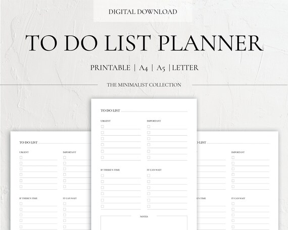 Printable Minimal to Do List Planner Insert Minimalist - Etsy