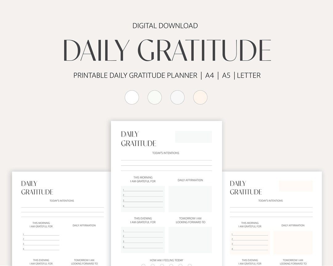 Printable Daily Gratitude Planner Minimalist Planner Productivity ...