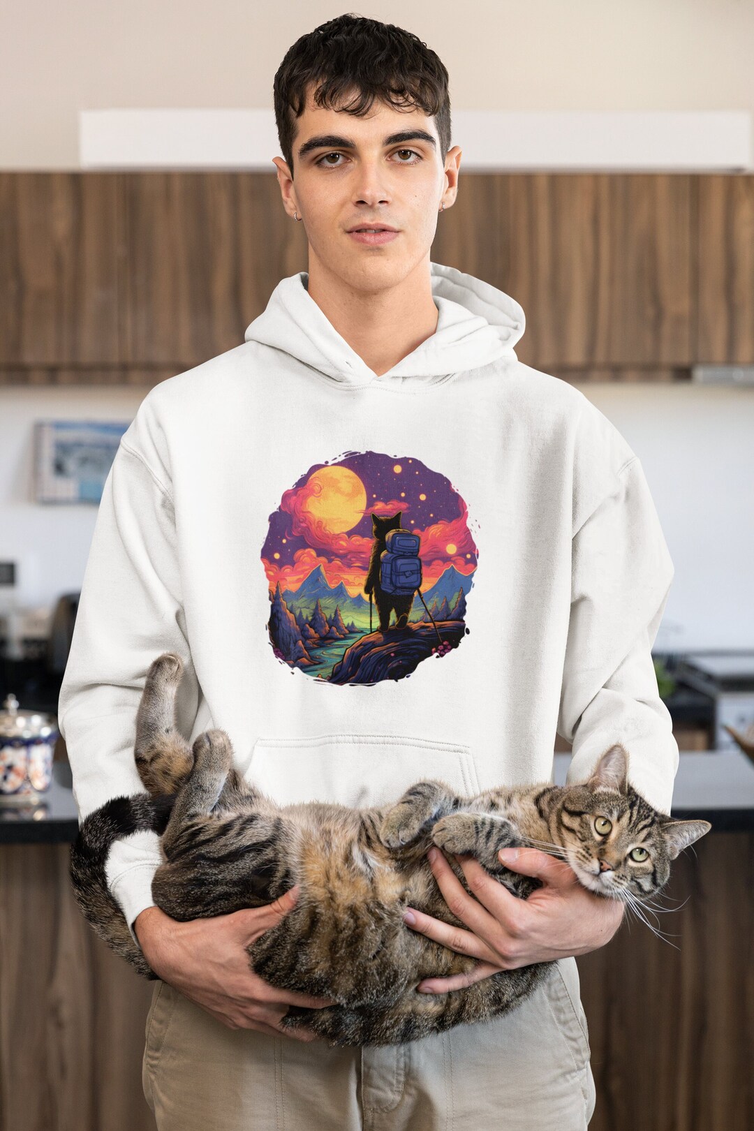 Felpa Clearance Felpa Con Tasca Porta Gatto Avventura Notturna