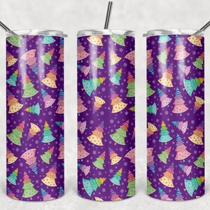 Colorful Christmas Tree Holiday - 20oz Tumbler Wrap Digital Image
