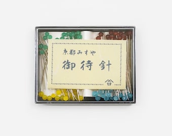 Misuya Chubei Japanese Tailor’s Pins: Glass Heads - Long, Fine for Silk Fabrics