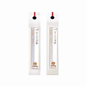 May include: Two white rectangular packages of Tulip brand piercing needles, labelled No. 8 and No. 9. Each package has Japanese text, a gold border, and a red accent at the top. The Tulip logo is at the bottom.