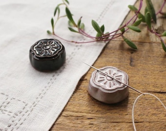 Cohana Japan Awaji Kawara Magnetic Needle Rest - Handcrafted Japanese Ceramic Sewing Tool