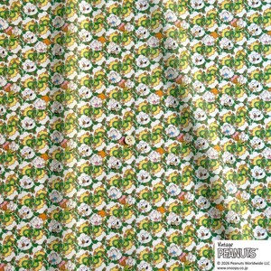 Liberty Japan x Peanuts Snoopy, Edizione Limitata, Tana Lawn, Friendship Blooms, Verde e giallo immagine 4