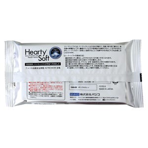 The image is a package of a product called "Hearty Soft". The package has a lot of text in Japanese, which is not transcribed here as it would be too long and potentially unclear.