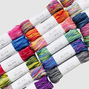 Sashiko Color Garnnystan, Gradient och Shaded, 56 m, Tillverkad i Japan bomull