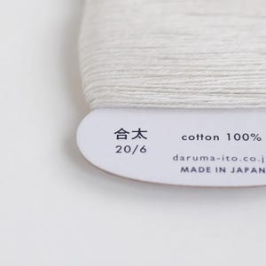 a close-up view of a spool of white thread with text and numbers printed on it.
