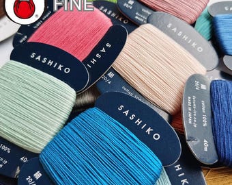 Daruma Thin Weight Sashiko Thread Solid Colors: Japanese Cotton, 40m Carded