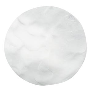 A white circular shape with a textured, wavy appearance.