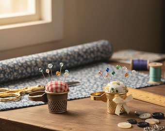 Little House Pincushion Ring - Adjustable Band for Applique Pins