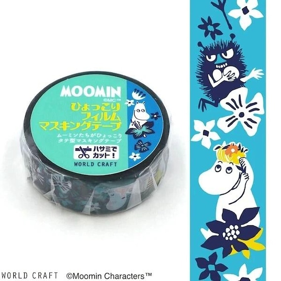 Moomin Clear Film PET Washi Masking Tape, Flower Blue