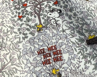 Liberty Japan x Peanuts Snoopy, Limited Edition, Tana Lawn, Woodstock Day, Hellgrau und Weiß
