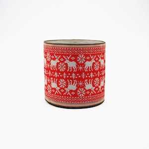 Tatamikanttejp, nordisk röd jacquard - japansk vävd kant | 8 cm bred | Väsktillverkning och bokbindning