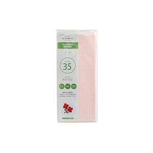 May include: A pink cross-stitch fabric, packaged in clear plastic. The label includes Japanese text, the number 35, and the dimensions of approximately 13.8 x 16.9 inches. The fabric is a light pink color.
