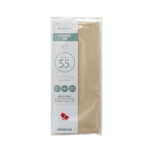 May include: A package of beige cross-stitch fabric. The packaging includes Japanese text and measurements of approximately 13.8 x 16.9 inches. The fabric is labeled as "55" count and "natural beige."