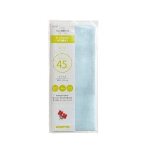 May include: A package containing a light blue cross-stitch fabric. The packaging includes Japanese text and graphics, with a prominent "45" marking. The fabric measures approximately 35 x 43 cm.