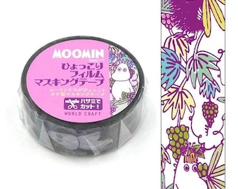 Nastro adesivo Washi in PET trasparente con motivo floreale dei Moomin, colore viola.