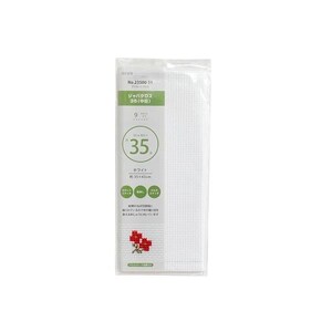 May include: A white cross-stitch fabric, packaged in clear plastic. The label includes Japanese text, the number "35", and measurements of approximately 35 x 43 cm. The package also features a small floral design.