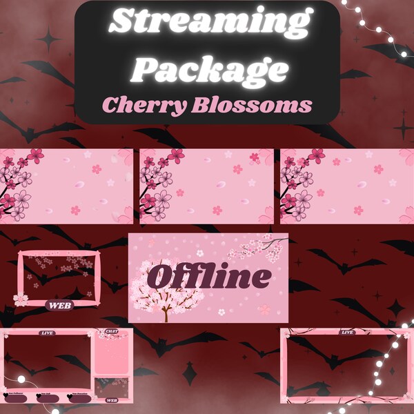 Twitch Overlays Cherry Blossoms - Etsy
