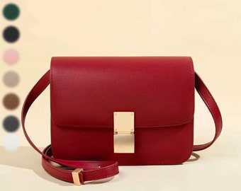 Handgemaakte leren crossbody tas, dames slouch tas, vintage tas dames, verstelbare schoudertas, kleine portemonnee, lederen doos tas, kleine vierkante tas