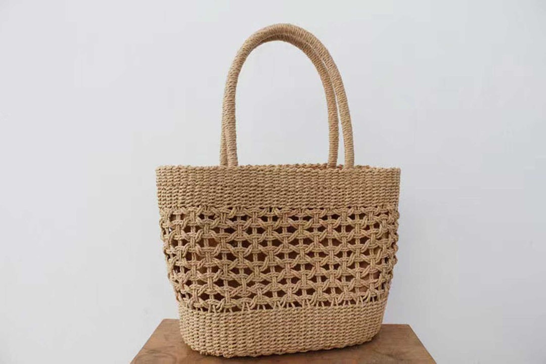 Handmade Straw Bag, Summer Woman Shoulder Woven Bag, Beach Tote Bag ...
