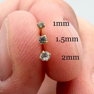 Tiny 1mm 1.5mm 2mm Nose Studs Diamond Nose Rings 14K Gold Plated Nose Bone Thin 22 Gauge Nose Piercing