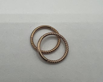 16G 18G Braided Twisted Rose Gold Clicker Hoop Earring Septum Ring Nose Cartilage Helix Daith Piercing Seamless Hinged Segment