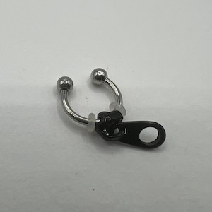 Black Zipper Horseshoe Circular Barbell Septum Ring Eyebrow Ring Cartilage Earring Curved 316L Surgical Steel 16G 8mm