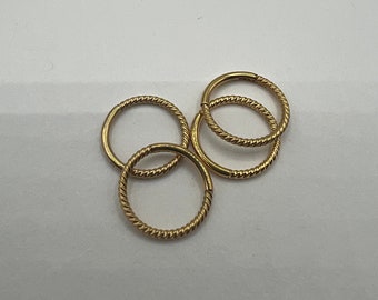 16G 18G Braided Twisted Gold Clicker Hoop Earring Septum Ring Nose Cartilage Helix Daith Piercing Seamless Hinged Segment Surgical Steel
