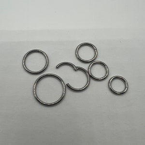 10G 12G 14G 16G 18G 20G Silver Clicker Hoop Earring Septum Ring Nose Cartilage Helix Daith Piercing Seamless Hinged Segment Surgical Steel