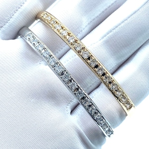 Diamond Bangle Bracelet 24KT Gold Filled Open Clasp Bangles Gold or White Gold Luxury Wedding Jewelry