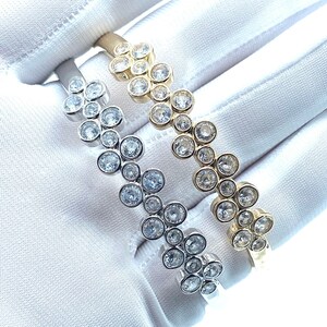 Diamond Bangle Bracelet 24KT Gold Filled Open Clasp Bangles Gold or White Gold Luxury Wedding Jewelry