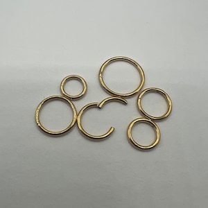 14G 16G 18G 20G Gold Clicker Hoop Earring Septum Ring Nose Cartilage Helix Daith Piercing Seamless Hinged Segment 316L Surgical Steel
