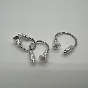 16G Phillips Screw Nail Horseshoe Septum Ring Silver Screw Ends Nose Ring Surgical Steel Eyebrow Ring Cartilage Earring Curved Barbell